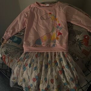 Toddler Girls Dino Sweatshirt Dress 4T